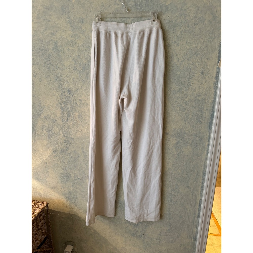 Alo Yoga Women's Ivory Waffle Knit Wide Leg Lounge Pants Size